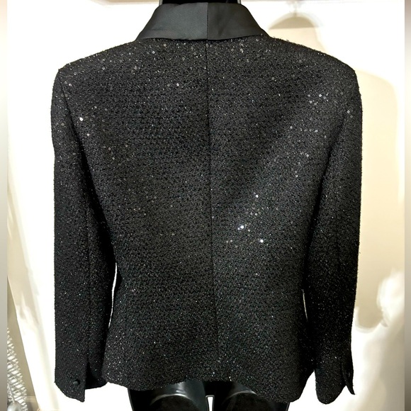 Calvin Klein long wool sequins satin collar blazer/jacket size 4 - Picture 3 of 8